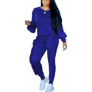 Elegant Ruffle Sleeve Two-Piece Outfit Set for Women | Perfect for Casual Wear